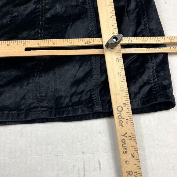 Free People Velvet Retro Mini Skirt Black Side Button Casual Back Zip Size 25 - Picture 5 of 10